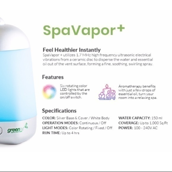Like new Green𝙖𝙞𝙧 Essential Oil Diffuser SpaVapor + Changes Color - Picture 11 of 15